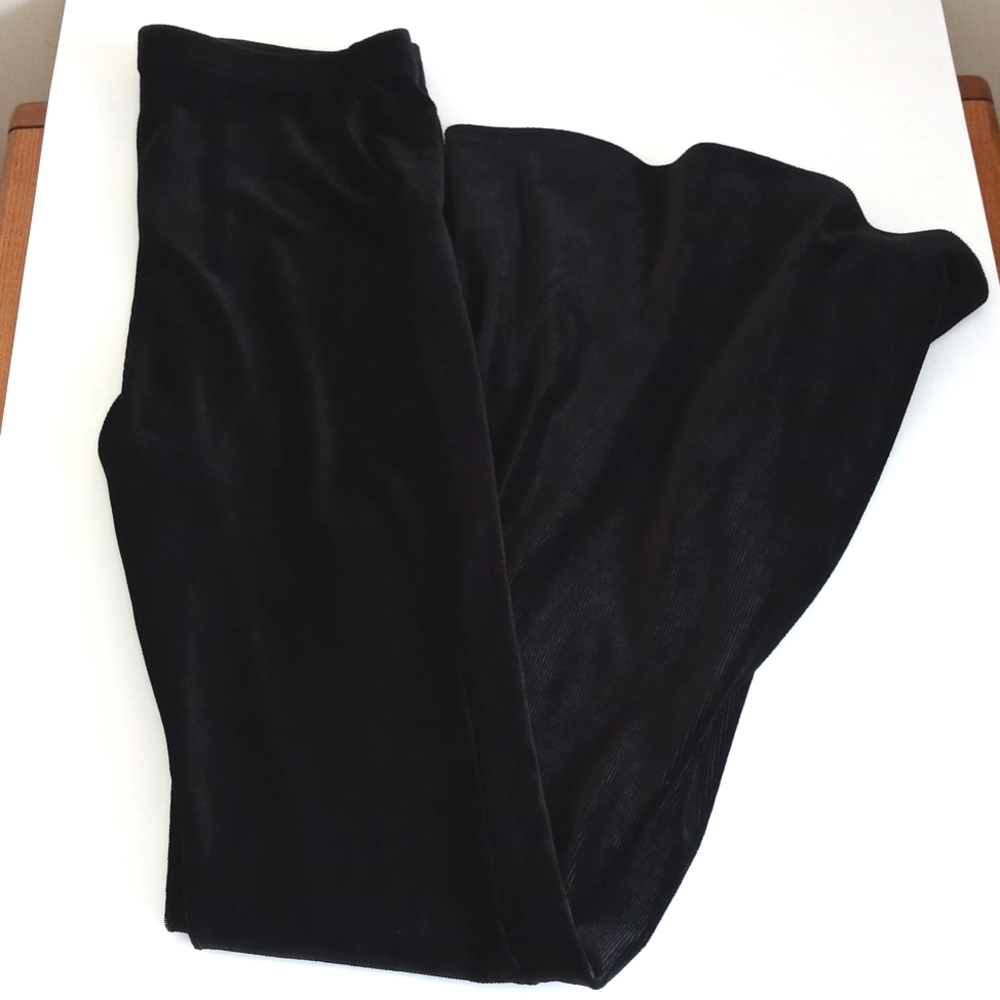 Forever 21 Women’s Black Ribbed Velvet High Waisted Slip On Bell Bottom Pants M - Picture 2 of 12